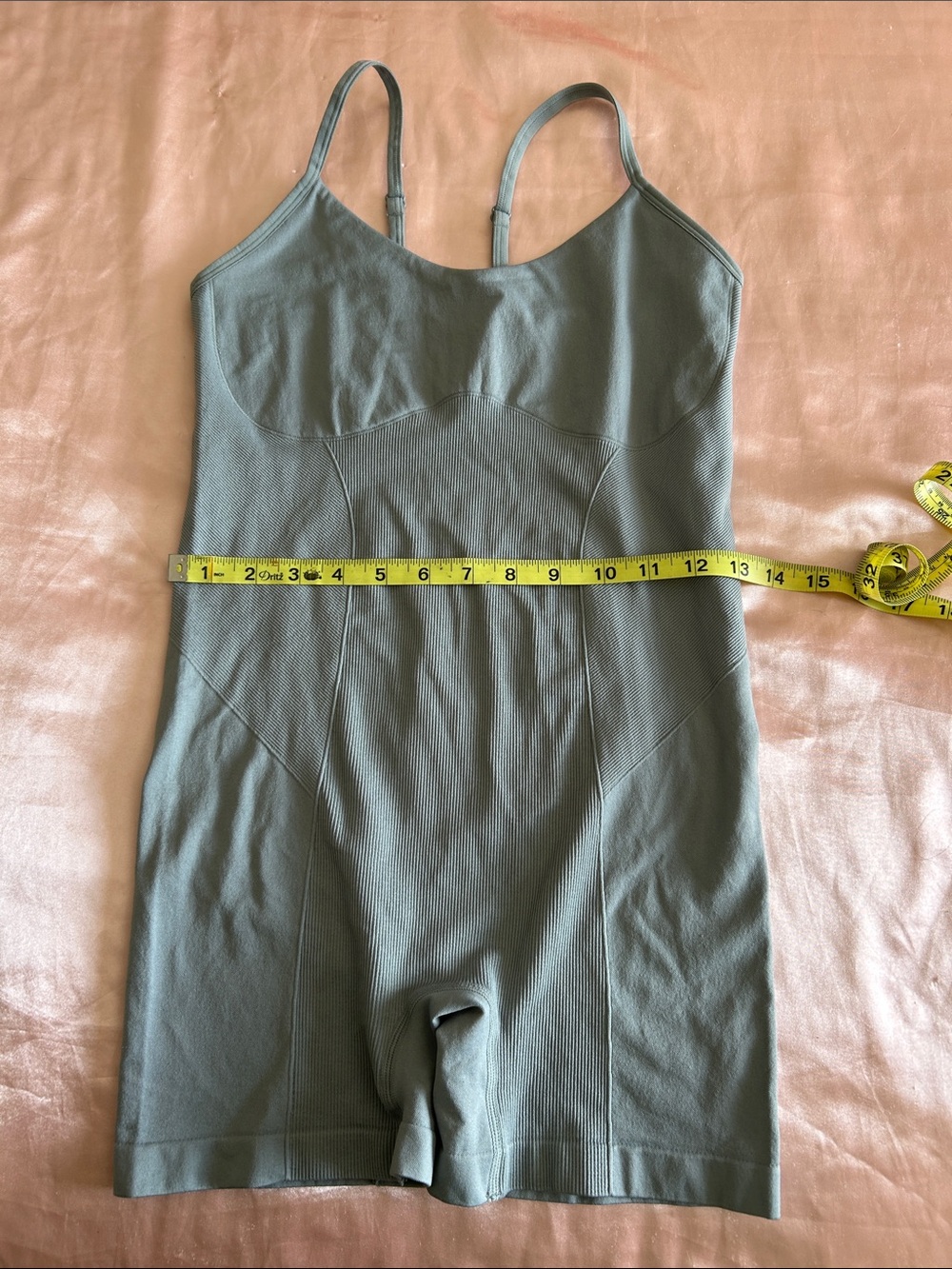 Colsie Grey Ribbed Tank Short One-Piece - Picture 5 of 6